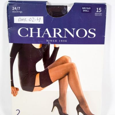 CHARNOS 24/7 15 Denier 2 pairs Stockings BARELY BLACK Size Small Made in Italy